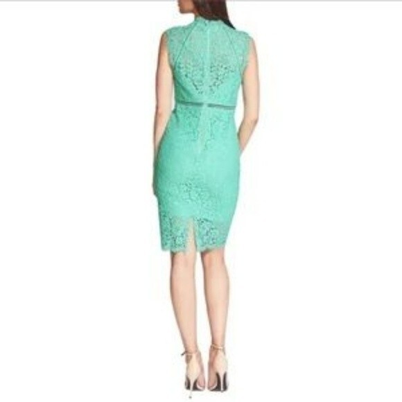 NWT Bardot Lace Mock Neck Sheath Dress in Mint Green Size 8/M - Picture 2 of 6